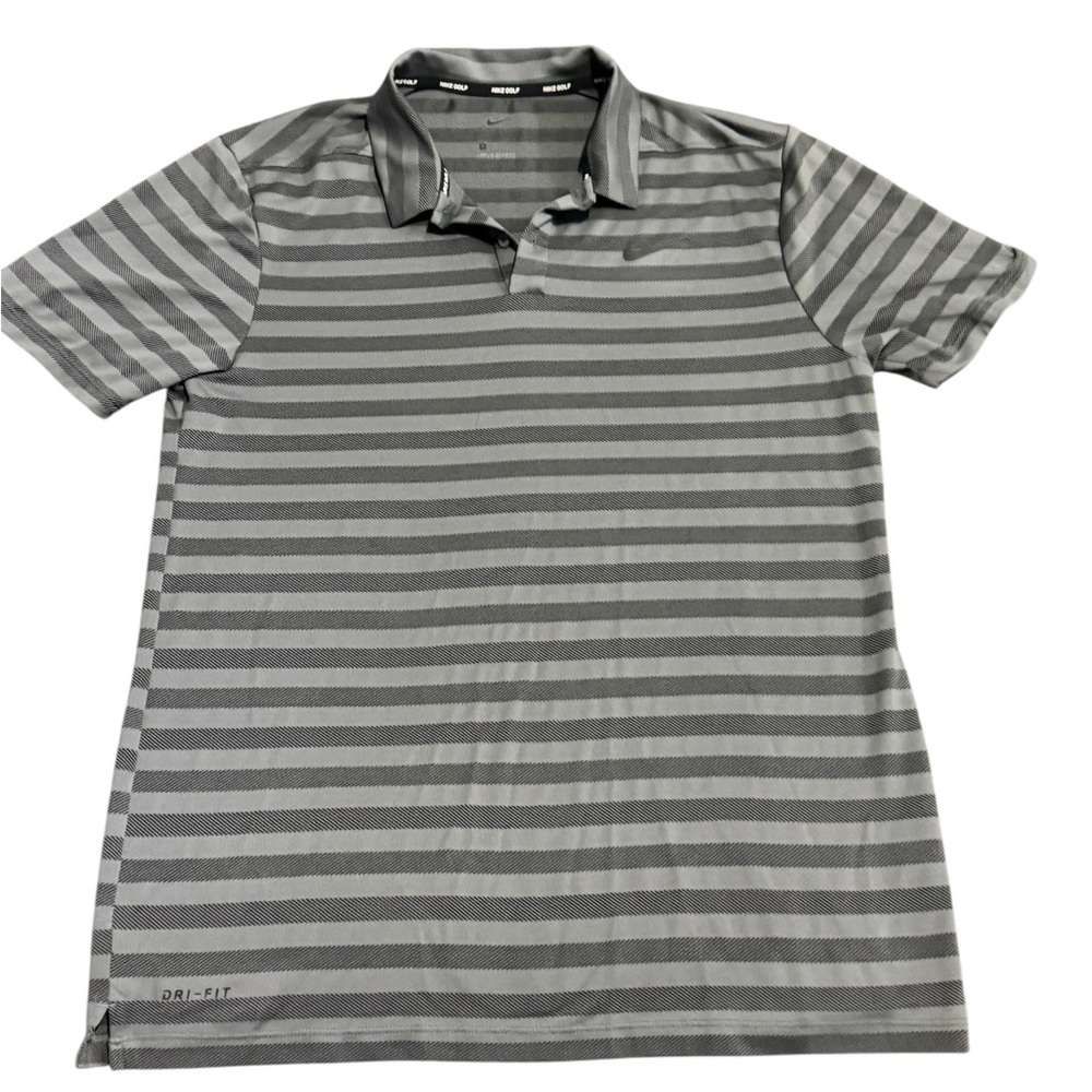 Nike Men’s Gray Striped Polo Shirt M